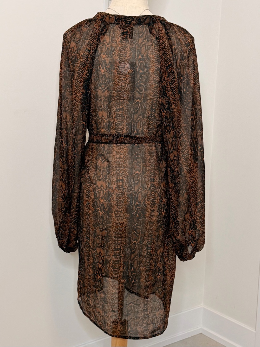 💛2 for 20-ICHI Snake Print Tie Waist Long Sleeve Dress Size Small NWT - Picture 6 of 14
